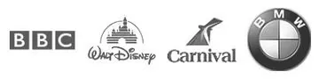 Clients - BBC Logo, Walt Disney Logo, Carnival Cruises Logo, BMW Logo